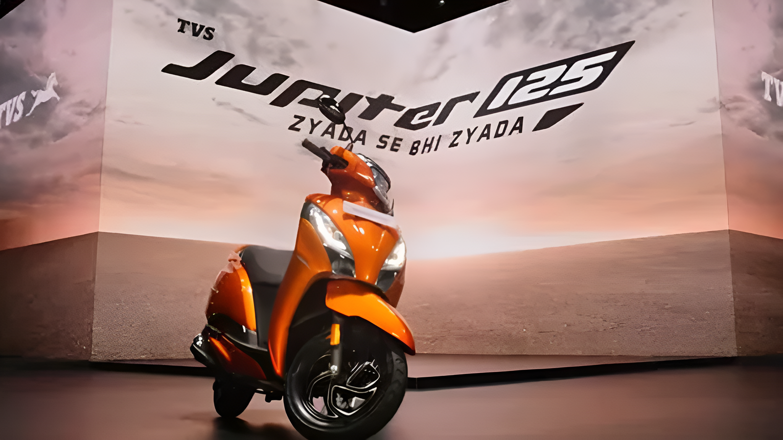 TVS Jupiter 125 scooter in a sleek, modern design with stylish LED headlamps, alloy wheels, and a comfortable seat, showcasing its premium and dynamic look for daily commutes