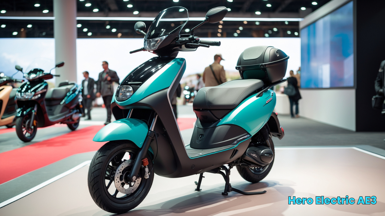 Hero Electric AE3 electric scooter with aerodynamic body, symbolizing performance and style